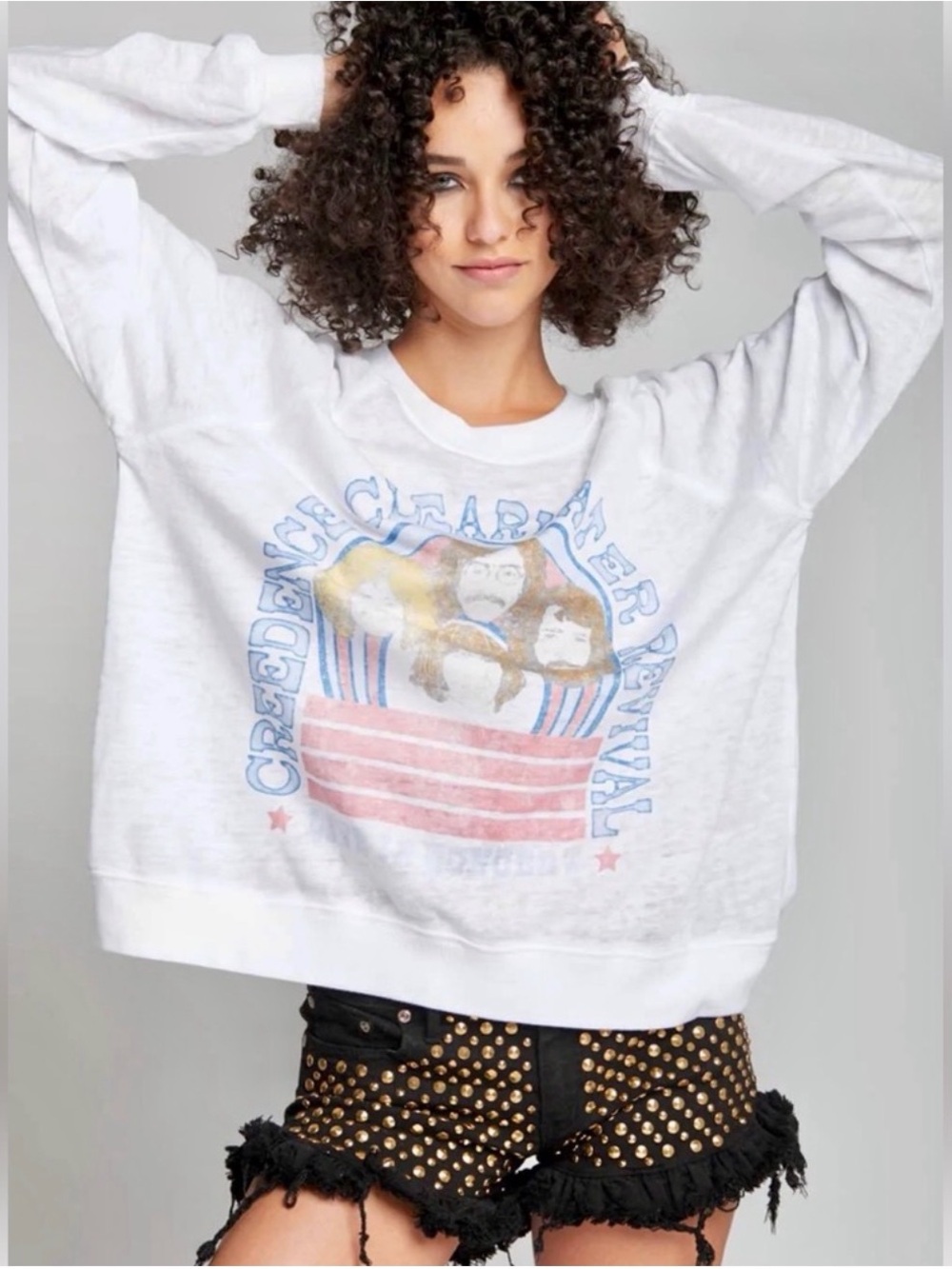Recycled Karma White Graphic Credence Clearwater Revival Sweatshirt